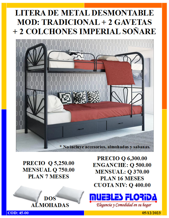 LITERA DE METAL CON GAVETAS